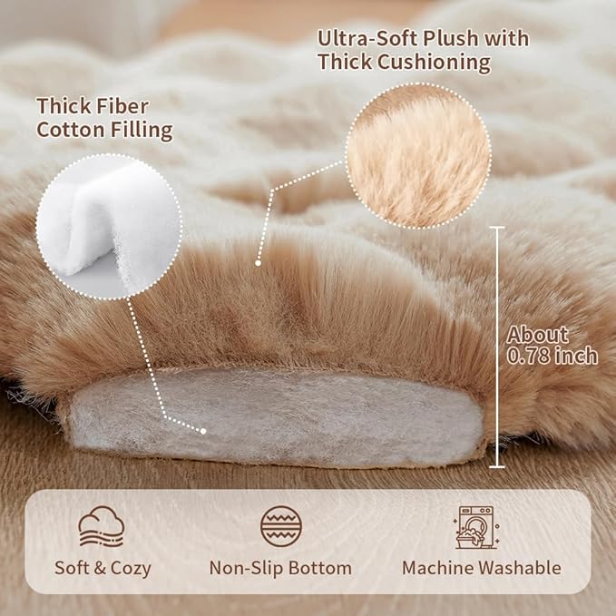 SOMAHE Cat Bed Mat, Soft Plush Faux Fur Kneading Pet Bed, Machine Washable Cat Sleeping Pad for Indoor Cats & Kittens, Non-Slip Fluffy Cat Rug for Couch Sofa Floor, 23x15 Inch Coffee