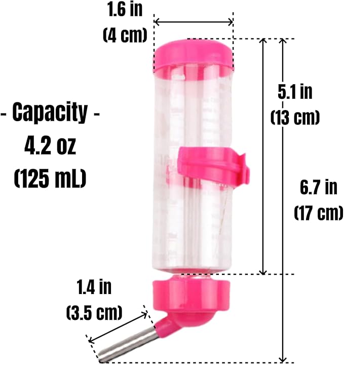 2 PCS Cage Water Bottle No Drip Small Animal Water Bottle Pet Water Bottle for Rabbit Guinea Pig Hedgehog Squirrel Hamster and Other Small Animals