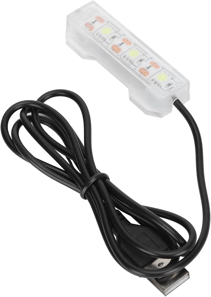 Soft LED Aquarium Plant Light, 5V 0.6W USB 2.0 Mini Aquarium Lamp, LED Desktop Fish Tank Light with 3.28ft Cable, White Lighting Small Water Plant Light for Plant Grow