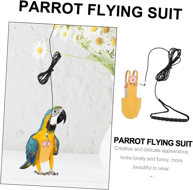 HANABASS Parrot Harness Lightweight Breathable Flying Suit with Adjustable Wear-Resistant Leash for Small Birds Cockatiels Conures