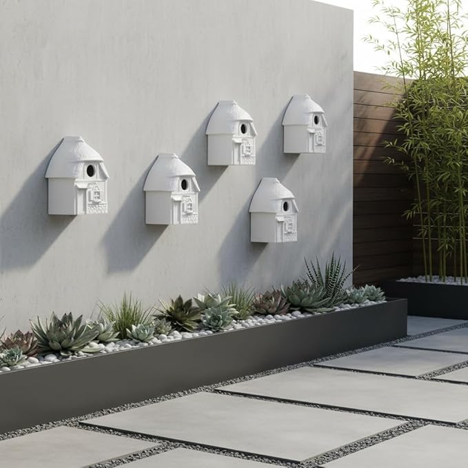Bird House for Outside Clearance, Bird House for Outside, Composite Material Wren House, Water Proof Wall Tree Window Multi-moutable for Viewing Inside,, 10 Years Performance, White 1.25" Hole