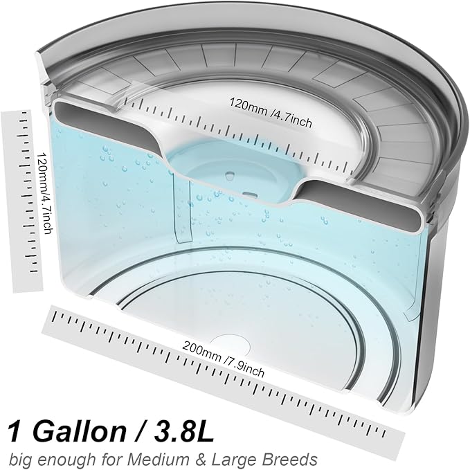 Techphardo 1Gallon No Spill Dog Water Bowl-3.8L Large Capacity, BPA-Free, Anti-Splash & Anti-Digging Design with Non-Slip Base, for Messy Drinkers