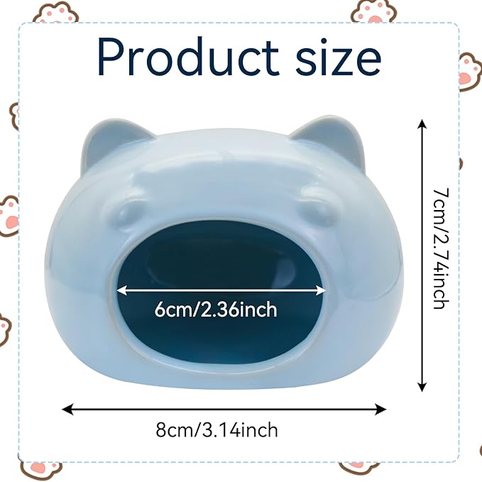 Hamster Ceramic House, Cute Bear Shape Hamsters Summer Cooling Cave for Small Pets Dwarf Mice Gerbils (Orange, S)