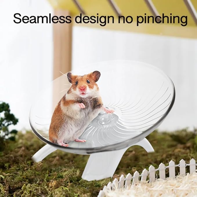 Hamster Wheel, Hamster Flying Saucer Silent Running Exercise Wheel for Hamsters, Hermit Crab, Mice, Gerbil Small Cage(Color:White)