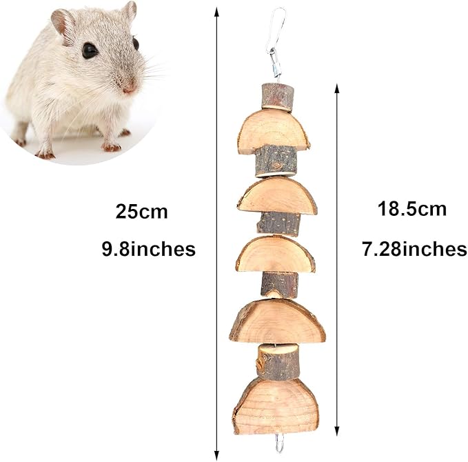 Bunny Chew Toys Natural Apple Wood Small Animal Chew Toys for Rabbits Chinchilla Hamsters Guinea Pigs Gerbils (Pack 1)