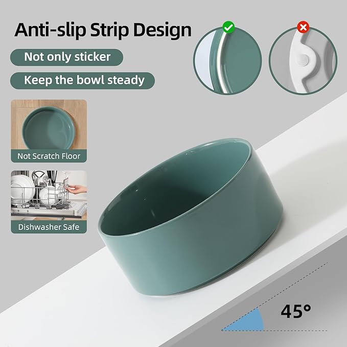 Havniva Raised Cat Water Bowl 5.1” Elevated Ceramic Cat Food and Water Bowl Whisker Friendly Pet Water Bowls for Indoor Cats, Wide Kitten Dish Relieve Whisker Fatigue Non Slip Cat Feeder