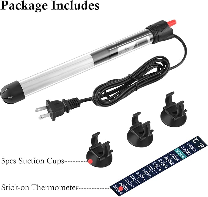Aquarium Heater 50W 100W 300W, Submersible Glass Fish Tank Heater for Fresh and Salt Water (300W)