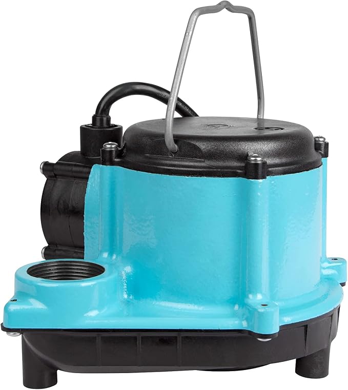 Little Giant 6-CIA 115 Volt, 1/3 HP, 2760 GPH Cast Iron Submersible Sump Pump with Integral Diaphragm Switch, 25-Ft. Cord, Blue, 506125