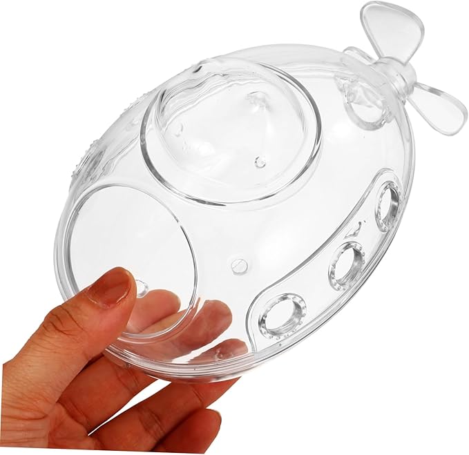 Hemoton Transparent Submarine-Shaped Hamster Sand Bath Box for Small Pets Multi-Functional Sand Bathroom and Toilet Accessory for Hamsters Mice and Chinchillas