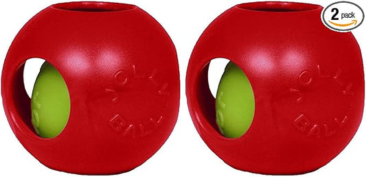 Jolly Pets Teaser Ball Dog Toy, Large/8 Inches, Red (Pack of 2)
