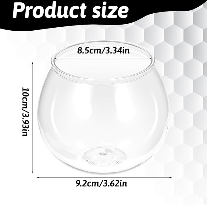 SynHHergyx Plastic Fish Bowl 30 oz Decorative Small Mini Fishbowl Round Plastic Aquarium Fish Bowls Unbreakable Heavy Duty Bowl for Centerpiece Vases, Party Decorations, Pack of 1