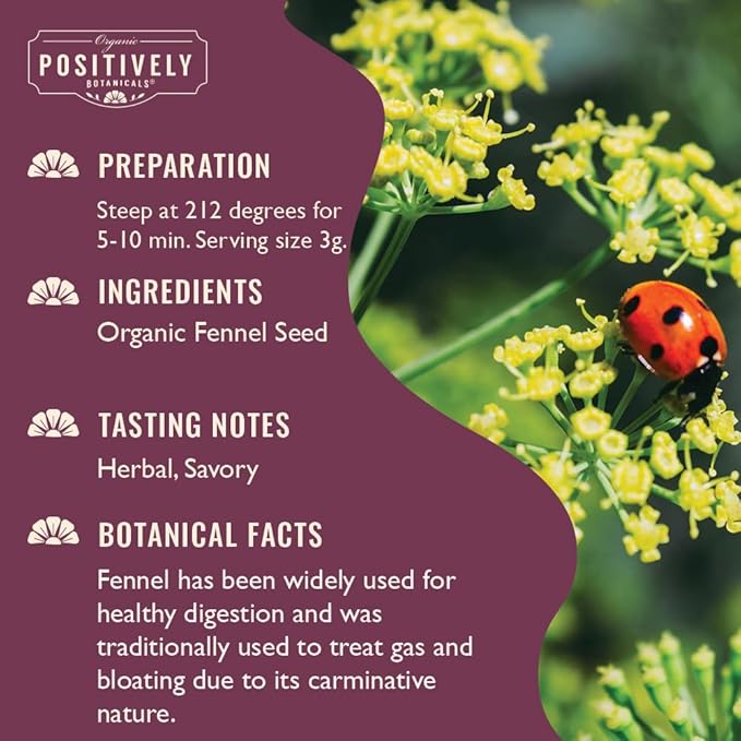 Organic Positively Botanicals Company, Fennel Seed Herbal Tea, Loose Leaf Botanical, 4 Ounce