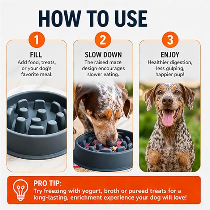 Slow Mo Bowl | Slow Feeder Dog Bowl for Fast Eaters, Improves Digestion & Reduces Bloating, Fun Interactive Design, & Dishwasher Safe | Kubi Pets