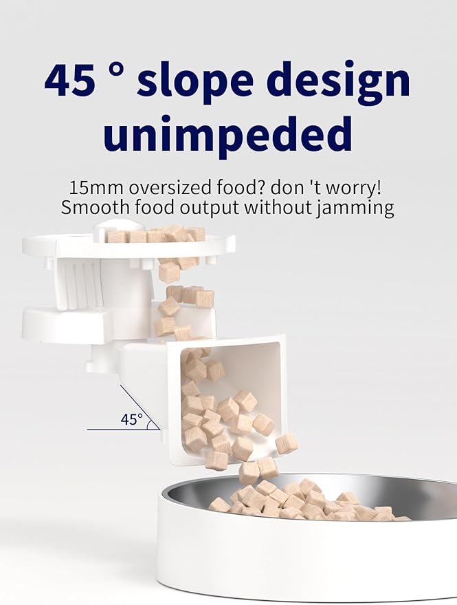 Automatic Cat Feeder, 2.4GHz WiFi Automatic Dog Food Dispenser, Fresh Protection, 4.5L Timer Feeder, Personalized Recording 10 Seconds, Easy to Clean, Stainless Steel Bowl (Single/White)
