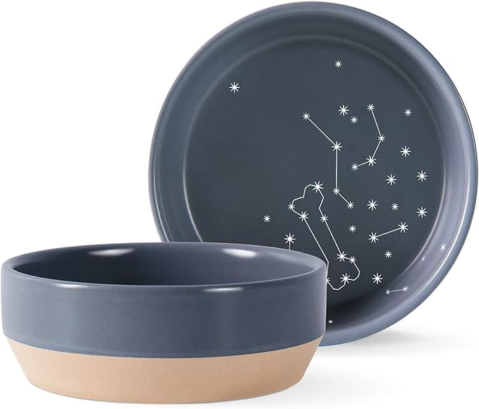 FRINGE STUDIO "Celestial Small Stoneware Pet Bowl (478002) Navy