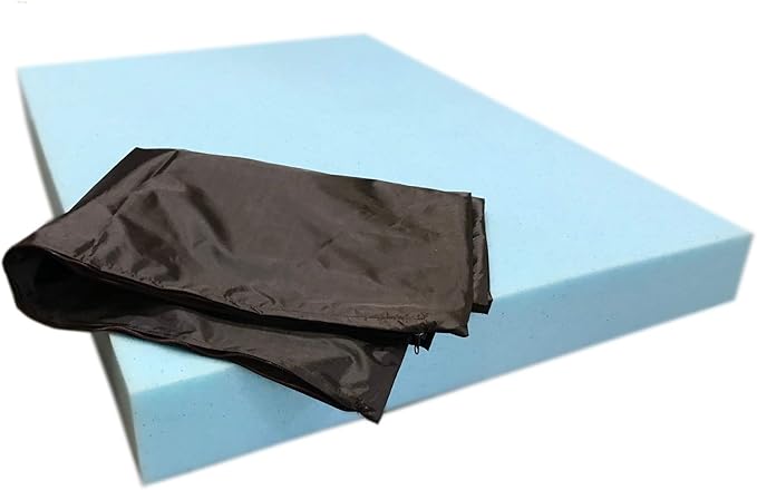 High Density Solid Blue Cooling Gel Infused Memory Foam Pad Dog Pet Bed + Internal Waterproof Cover (55x47x4 Inches (2pack))