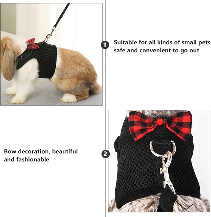 ERINGOGO Small Pet Harness Vest with Breathable Mesh, Adjustable Chest Strap 30-34Cm, No Pull Pet Harness for Rabbits, Guinea Pigs, Squirrels – Dark Color M Size, Comfortable Vest Type