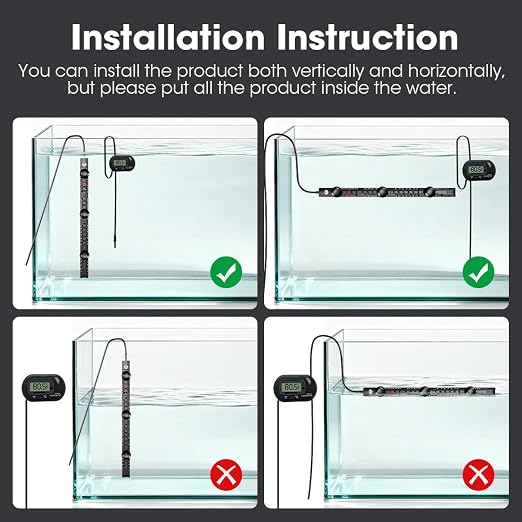 MQ Submersible Aquarium Heater Auto Thermostat, 300W Fish Tank Heater for 35-60 Gallon with LCD Digital Aquarium Thermometer, Shatter-Proof and Blast-Proof