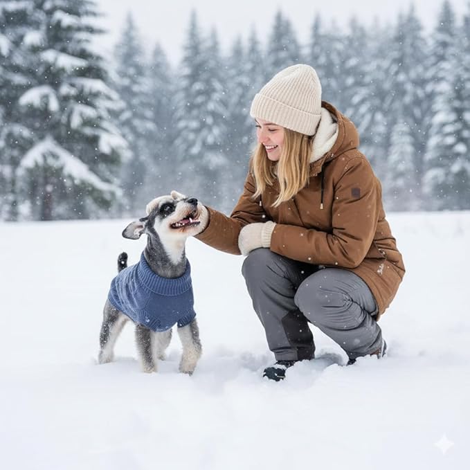 Small Dog Warm Winter Sweater, Comfortable Dog Clothes Puppy Knitwear for Small Medium Large Breeds Dog Outfits, (Dark Blue L)