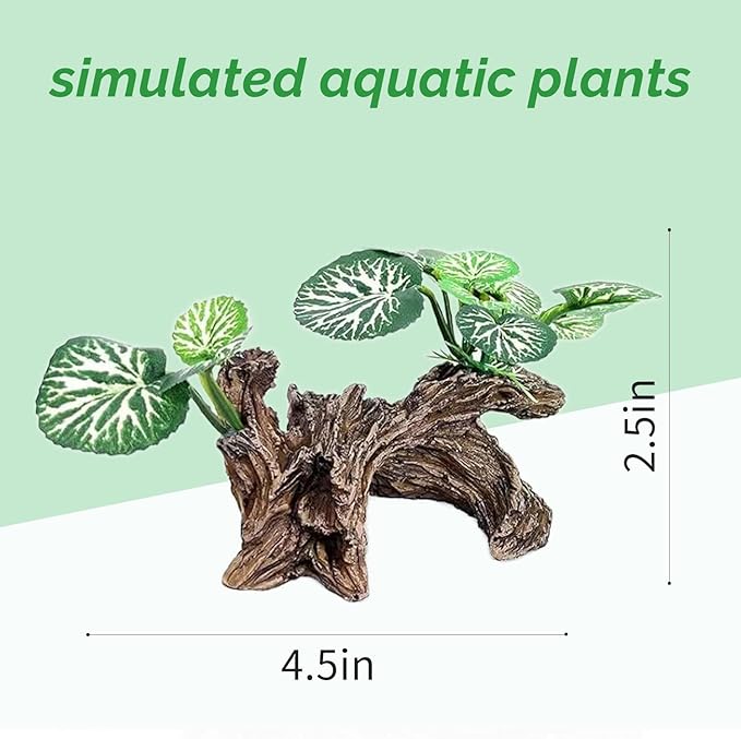 Fish Tank Decorations, Artificial Driftwood with Plants Aquarium Decor Ornaments for Betta Fish Hideout, Natural Aquarium Decoration Adds Color and Shelter