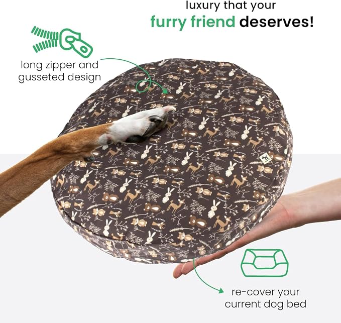 Molly Mutt Gorgeous Beasts Dog Bed Duvet Cover, 100% Cotton Canvas Cover for Dog, Puppy, or Cat Bed, Durable, Washable, and Free of Harmful Chemicals, Round, 36"x5"