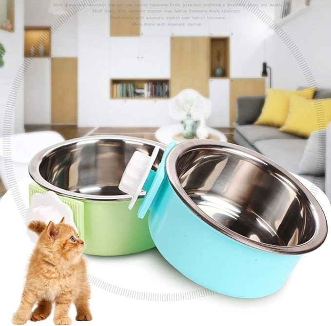 Luck Dawn Crate Dog Bowl, Stainless Steel Removable Hanging Food Water Bowl Crate Coop Cup,Pet Cage Bowls with Bolt Holder for Dog, Puppy, Cat, Rabbit, Bird,Small Animals (Small (Pack of 3))