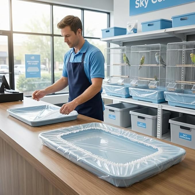Universal Bird Cage Liners - 23X19 Inch Disposable Leak-Proof Elastic Edge Pet Cage Waste Bags for Most Bird Cages - 100 Pcs