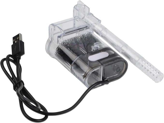USB Aquarium Filter External for hang-on Back Waterfall for 3-5mm Glass Tanks, Adjustable Flow 250L/H Quiet Circulation Pump with Large for media Compartment, Clear Plastic