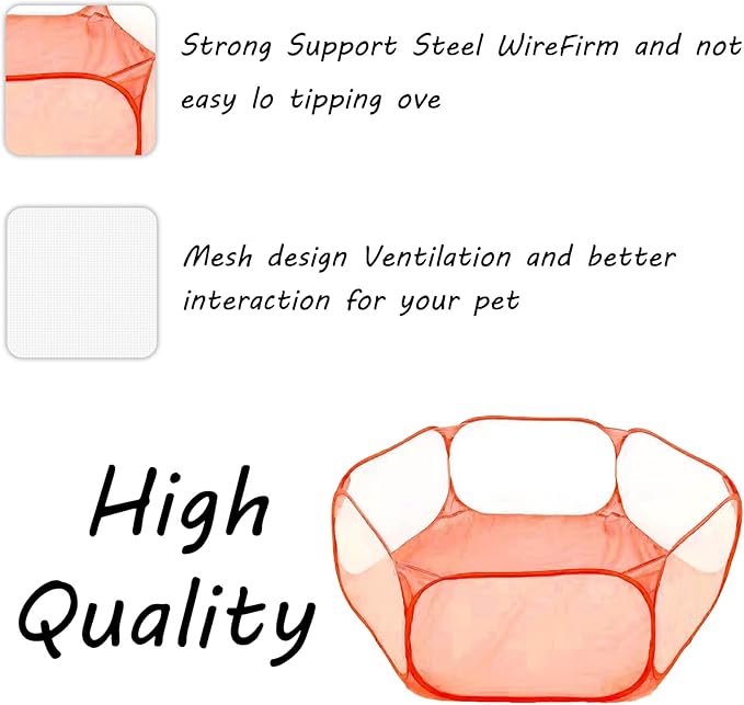 Small Animals Playpen, Portable Pop-up Open Interactive Pet Tent, Indoor Outdoor Fence for Rabbits, Guinea Pig, Hamster, Chinchillas, Kittens, Puppies