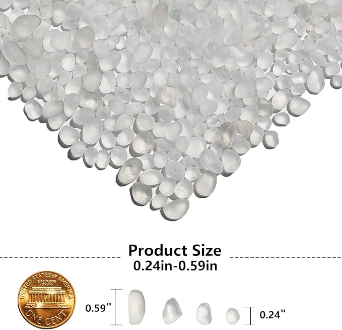 QYGL Sea Glass Stones - 0.9LB White Frosted Glass Pebbles Gemstones | Perfect for Aquarium Rocks, Fish Tank Gravel, Vase Fillers, DIY Crafts, and Home Decor