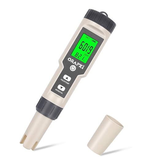 Digital Salinity Tester for Salt Water - Waterproof IP67 Salinity Meter with ATC Large Range 0-200ppt Saltwater Tester for Seawater, Aquariums, Marine Monitoring, and Koi Fish Pond by ORAPXI | Large Range 0-200ppt Saltwater Tester for Seawater, Saltwat...