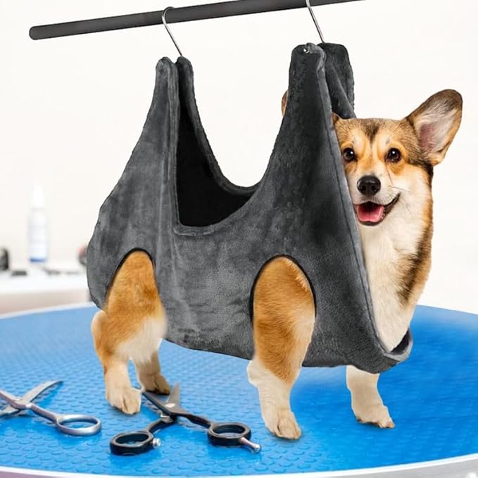Perfect Part Dog Grooming Hammock - Cat & Dog Sling for Nail Clipping with 2 Hooks, Breathable & Washable Cat Grooming Hammock, Dog Lift Harness & Bathing Station, Cat Nail Clipper Hammock