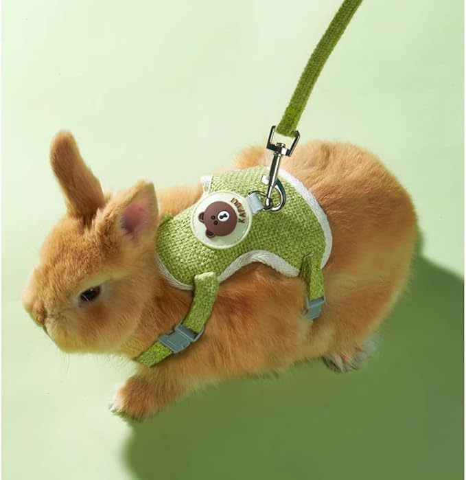 Rabbit Harness and Leash Set Adjustable Bunny Harness Leash Ferret Harness Guinea Pig Harness Ferret Leash for Small Pets Walking Outdoor (Medium,Blue)