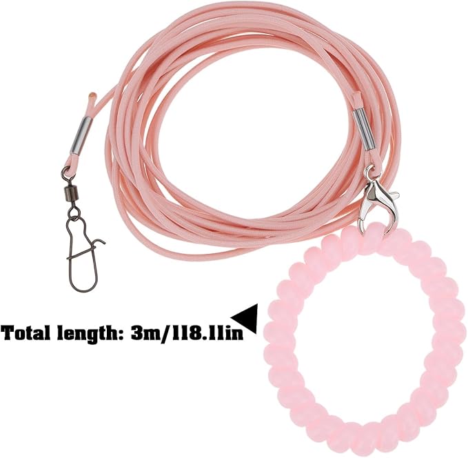 Bird Harness Flying Training Rope 3M for Parrots Pigeons and Budgerigars with 4# Ring (Pink)