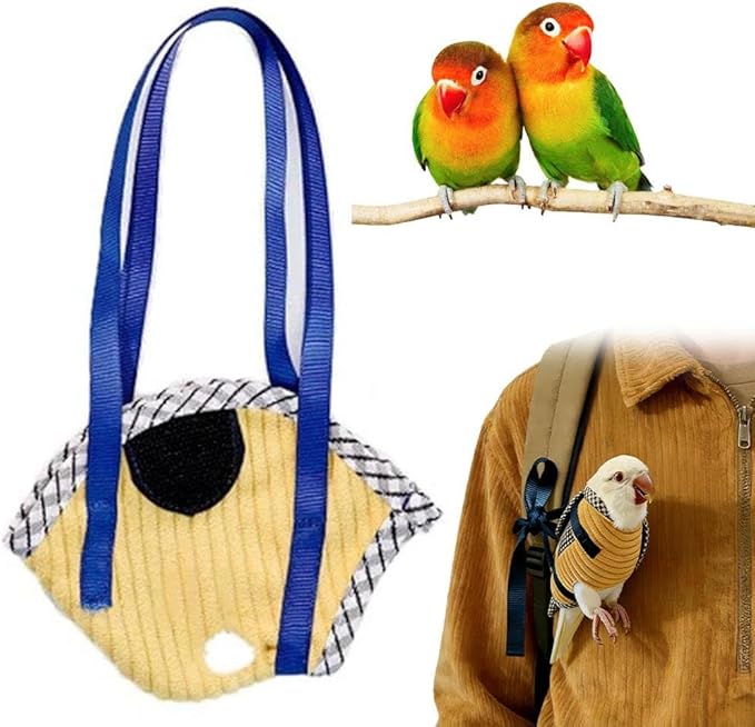 Bird Sling Carrier Bag, Parrot Restrained Vest Escape Resistant Birds Carrier Harness for Budgie, Cockatiel, Green-cheeked Conure, Soft Bird Diaper Flight Suit, for Daily Outdoor & Nail Trimming (M)