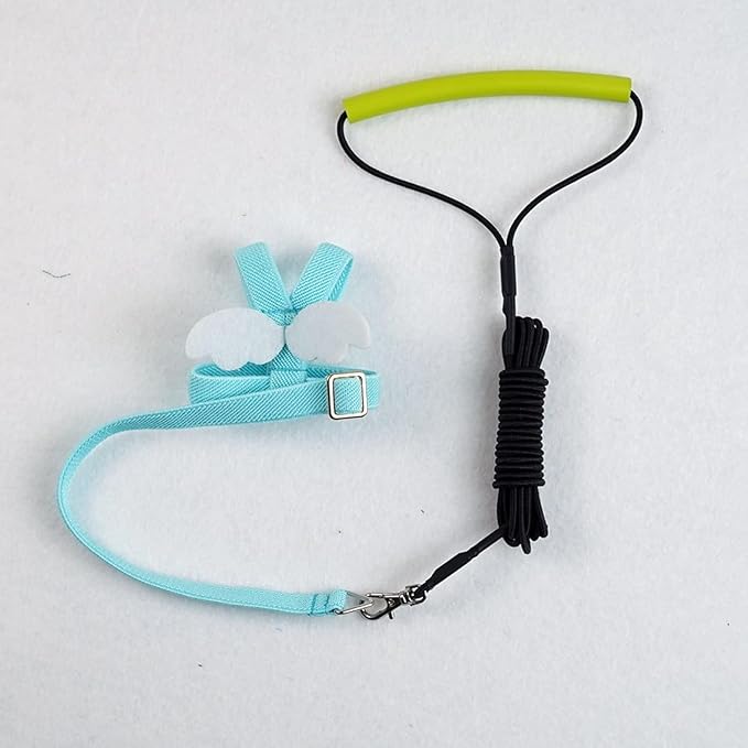 Bird Harness Leash Adjustable Outdoor Training Flying Harness Traction Rope with Cute Wing for Parrots Pigeons Budgerigar Lovebird Cockatiel Mynah (S,Blue)