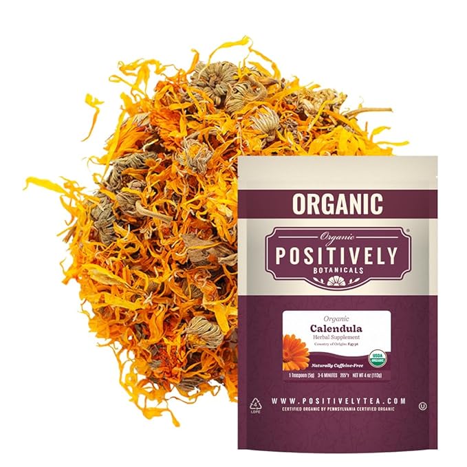 Organic Positively Botanicals Company, Calendula, Herbal Tea Loose Leaf Botanical, 4 Ounce