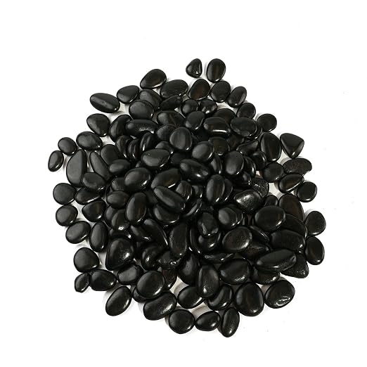 2 LBS River Rocks, StoneCreek, Decorative Garden Stones for Plant Landscaping, Polished Gravel Filler Pebbles for Home Decoration, Vases, Succulents, Flower Beds and Fish Tanks (Black, Medium)