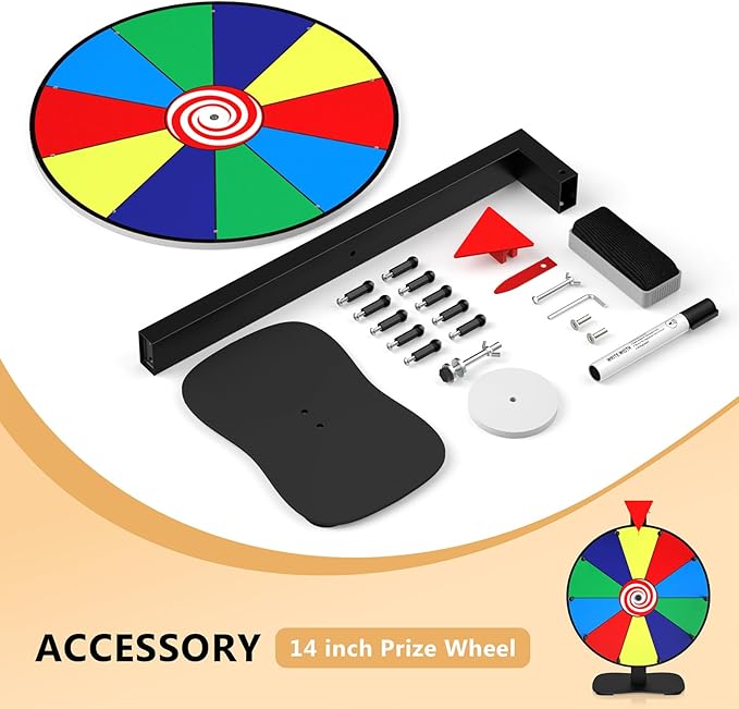 14 Inch Spinning Wheel for Prizes, 10 Slots Color Prize Wheel, Heavy Duty Tabletop Wheel Spinner with Dry-Erase Marker and Eraser for Parties, Trade Show, Carnival Events
