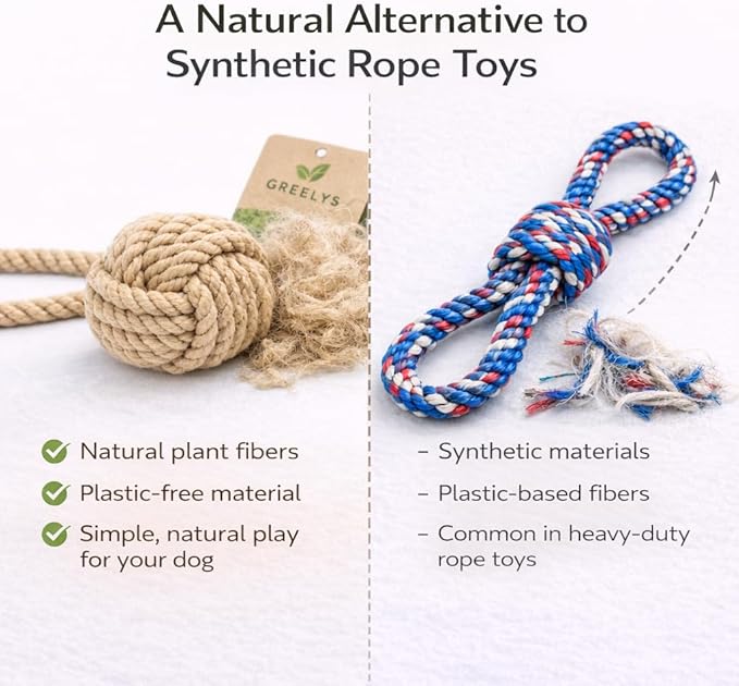 Natural Hemp Rope Dog Toy, Eco-Friendly Tug Toy for Interactive Play & Fetch, Safe Non-Toxic Alternative to Synthetic Rope Toys, Light to Moderate Chewers, Medium