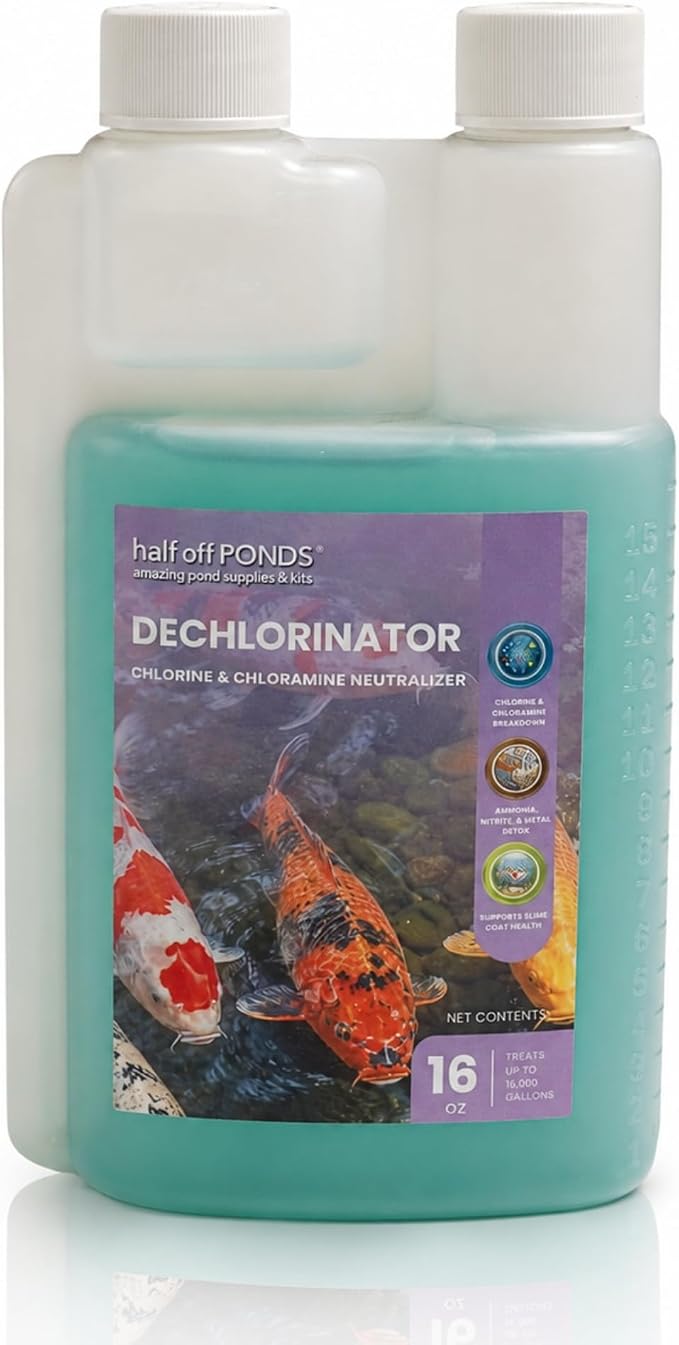 HALF OFF PONDS Dechlorinator Pond Water Conditioner, 16 oz – Removes Chlorine & Chloramine, Detoxifies Ammonia & Nitrites – Safe for Fish & Plants