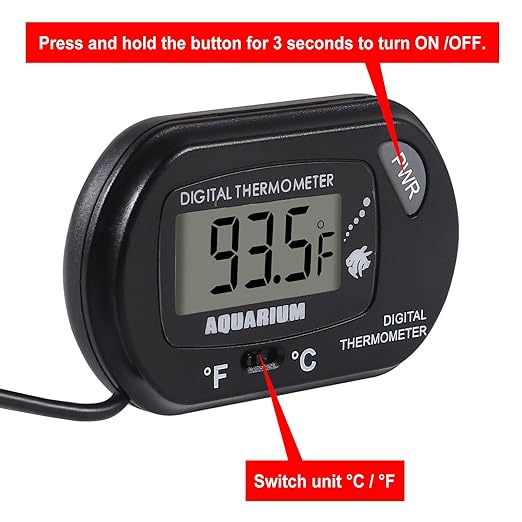 4Pack Aquarium Thermometer, Reptile Fish Tank Thermometer, Digital Thermometer, Terrarium Water Temperature Test, with Large LCD Display