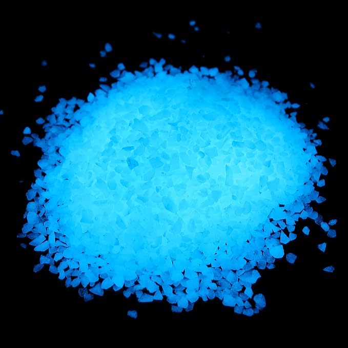 Shiny Stone Glow in The Dark Aquarium Gravel Sand, Sky Blue, 3-5mm | Neon, 305g/0.67lbs, Decorative Rocks for Fish Tank, Fairy Garden, Home Decor