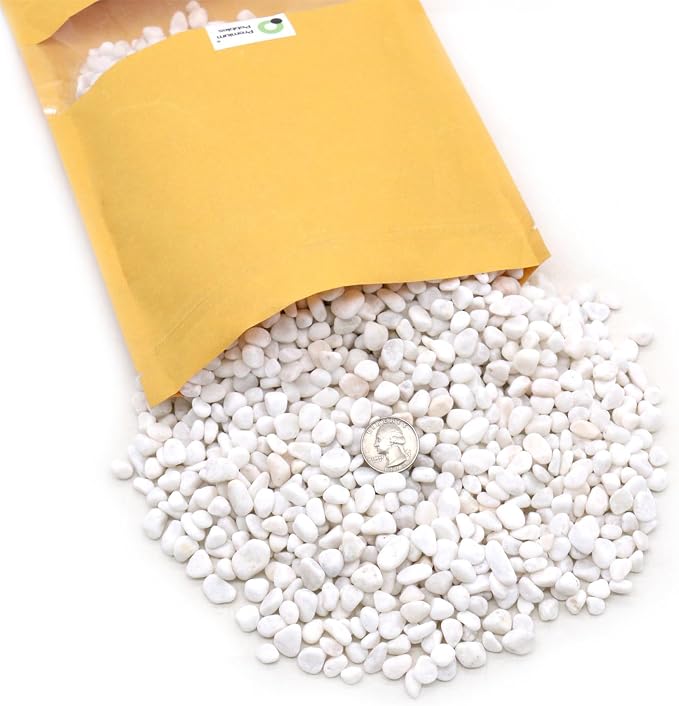White Rocks for Plants & Planters, Decorative Pebbles, 1/5 Inch, 2 lb