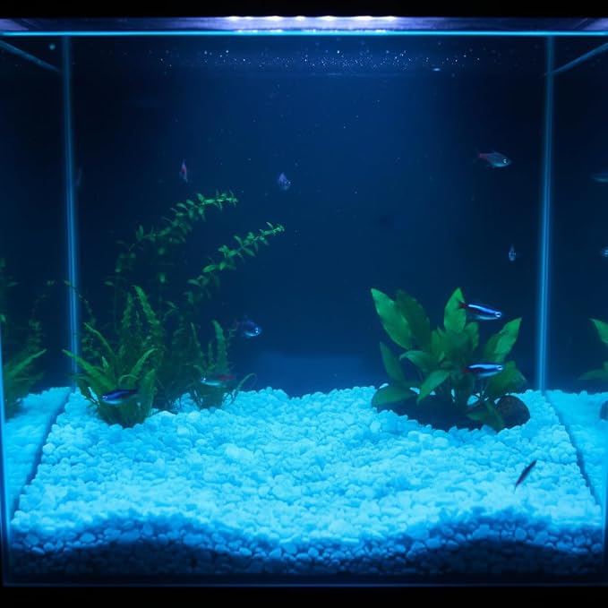 Shiny Stone Glow in The Dark Aquarium Gravel Sand, Sky Blue, 5-8mm | Neon, 305g/0.67lbs, Decorative Rocks for Fish Tank, Fairy Garden, Home Decor