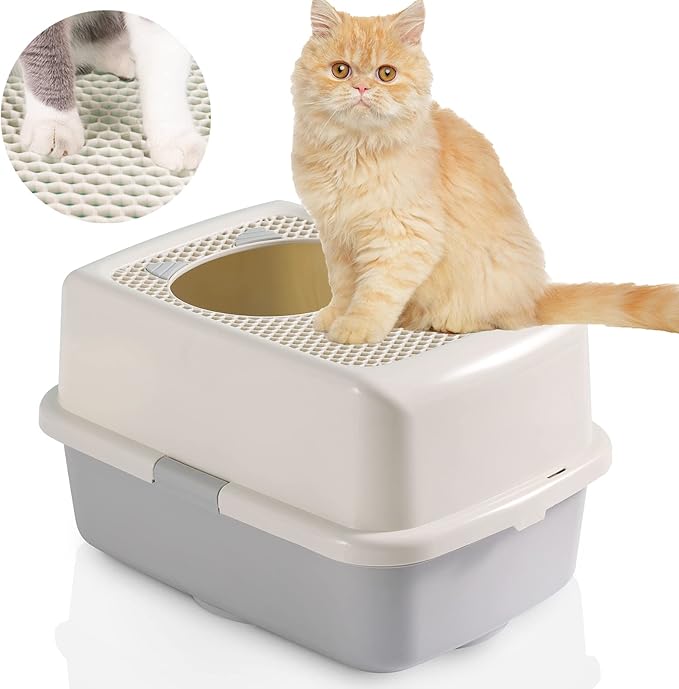Smart Paws Covered Litter Box for Cats – Enclosed Design with Odor Control, No Mess, Easy Clean, Large Size for Multiple Cats