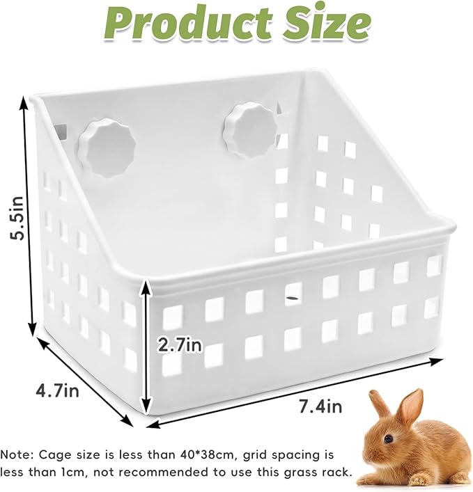 PINVNBY Hay Feeder for Rabbits, Less Wasted Hay Rack Manger, Hanging Guinea Pig Rabbit Hay Holder for Bunny, Chinchilla, Guinea Pig, Plastic Food Bowl Use for Grass & Food (Small Size)