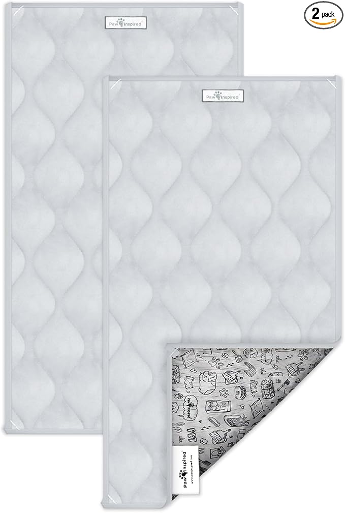 Paw Inspired Guinea Pig Cage Liners |Washable Fleece Bedding w/Waterproof Bottom |Super Absorbent Pee Pad or Pet Bed Mat for Guinea Pigs, Ferrets, Rabbits, Hamsters, Small Animals(C&C 2x1,Light Gray)