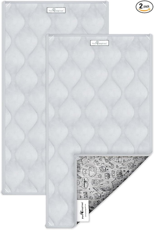 Paw Inspired Guinea Pig Cage Liners |Washable Fleece Bedding w/Waterproof Bottom |Super Absorbent Pee Pad or Pet Bed Mat for Guinea Pigs, Ferrets, Rabbits, Hamsters, Small Animals(C&C 2x1,Light Gray)