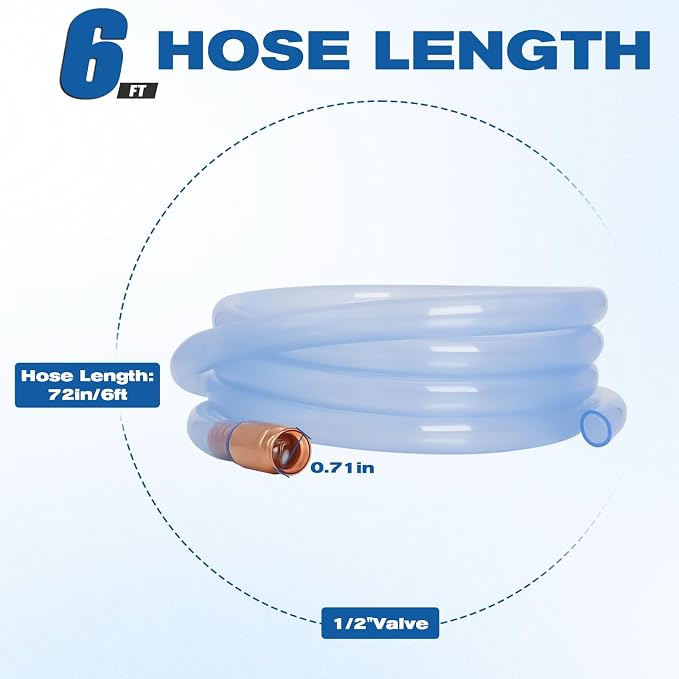 Gas Siphon Hose Pump, Shaker Siphon Hose for Gasoline/Fuel/Water Transfer | 1/2" Valve, Safety Self-Priming Hose for Other Liquids, No Assembly and Easy Storage for Cars, Boats and Motorcycles
